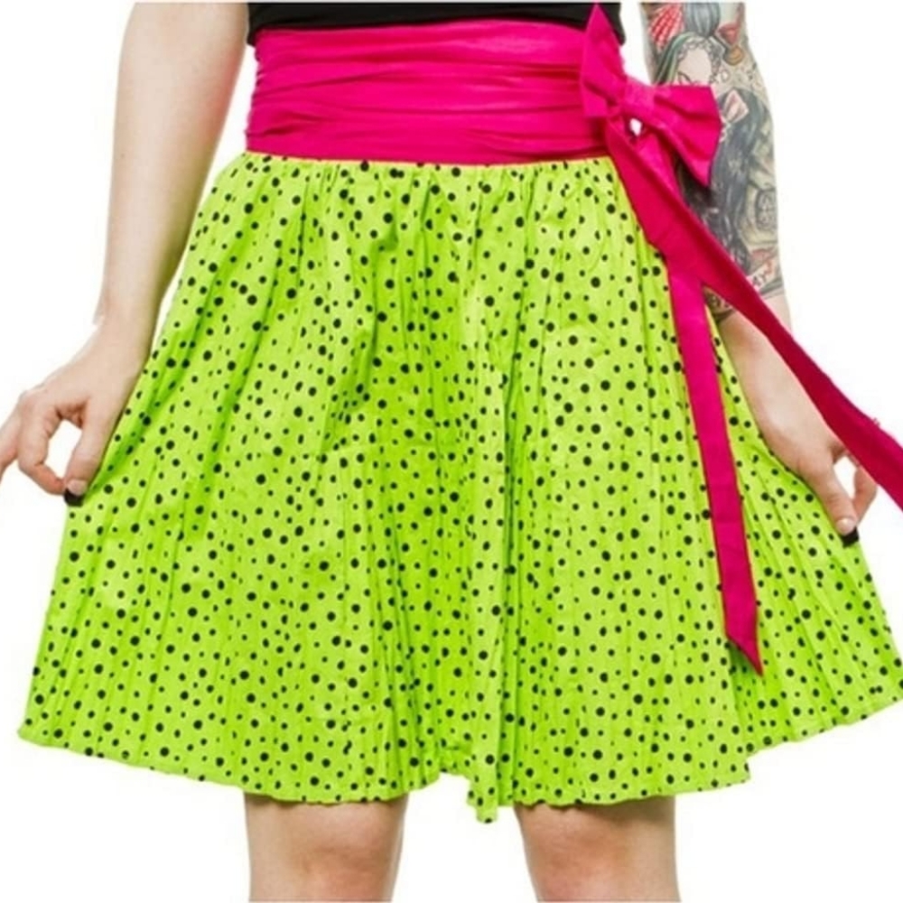 Green with black polka dot Sourpuss swing skirt